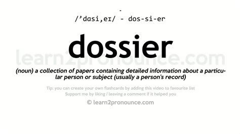 define dossier|dossier how to pronounce.